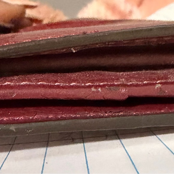 Coach Cherry Red Leather Clutch callouts - Picture 4 of 9